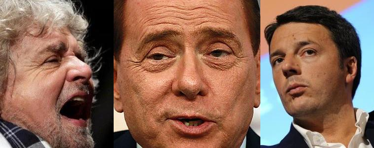 Grillo, Berlusconi e Renzi