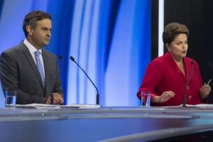 Un confronto televisivo tra Dilma Rousseff e il candidao del centrodestra, Aecio Neves